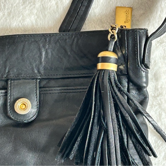Tignanello Black Crossbody Leather Bag with Tassel Charm - Picture 3 of 12